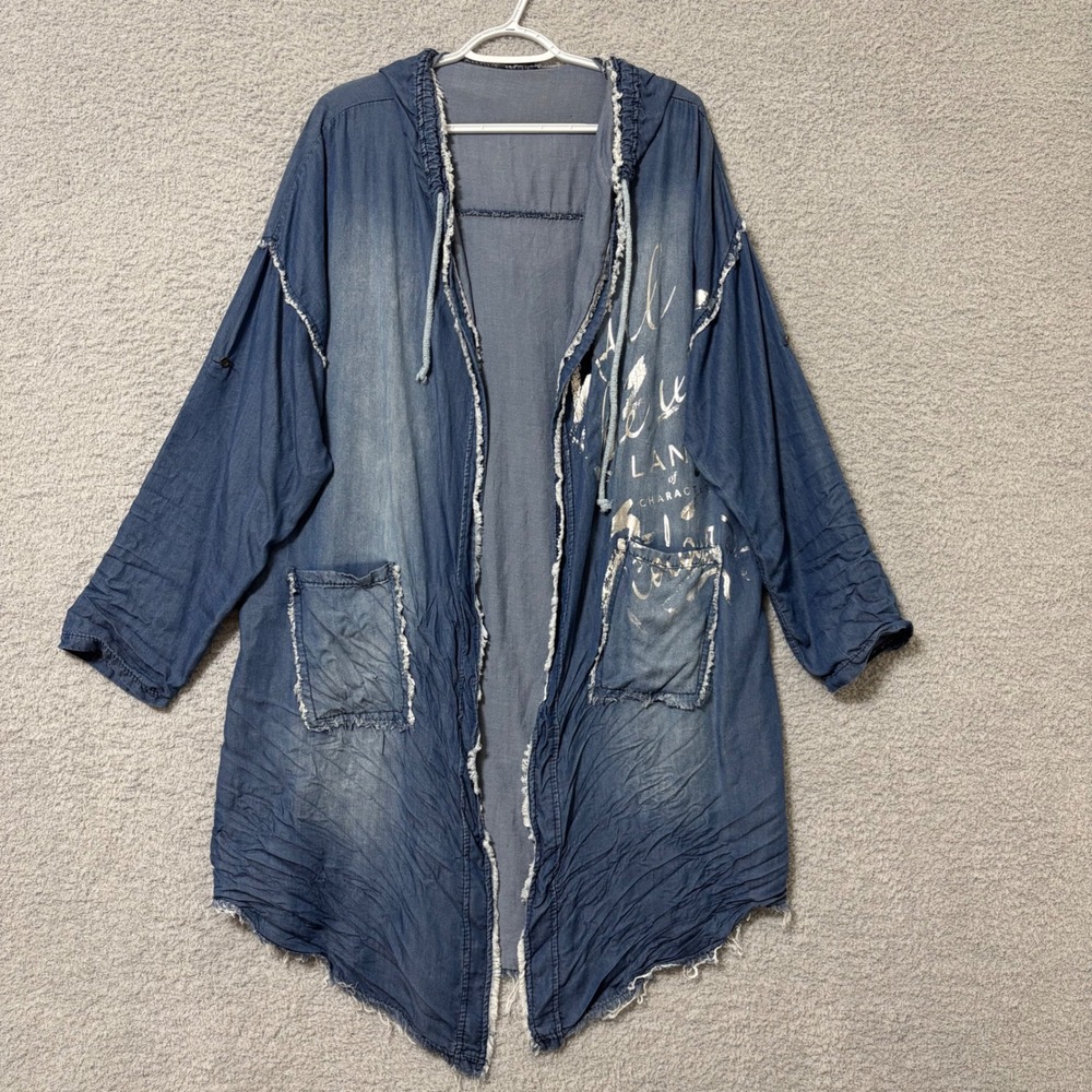 Casual Everyday Hooded Lightweight Duster Cardigan Roll Tab Made in Italy